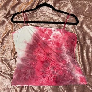 Rue21 Pink and off white spaghetti strap cropped top